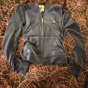 Juicy Couture Blue Velour Zip-Up Jacket